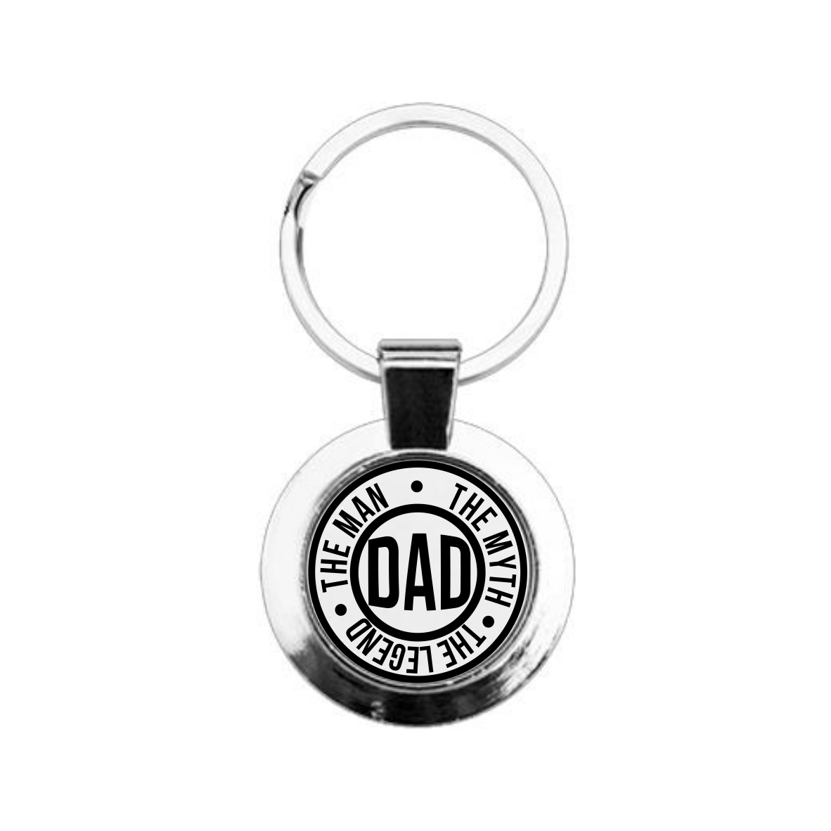 Dad The Man The Myth The Legend Round Keyring, Dad Keyring